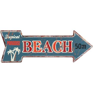 Imagem de RETRO PLACA DECORATIVA 16x25x,2cm METAL AZUL SETA