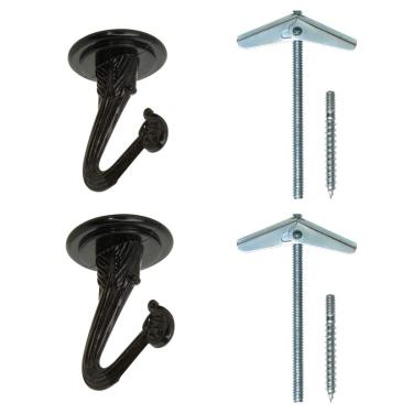 Imagem de Rocky Mountain Goods gancho para pendurar no teto, 2 unidades, com ferragens de montagem – ganchos resistentes de 3,8 cm para pendurar na planta, correntes de teto ou extensor – com parafusos/suportes (preto)