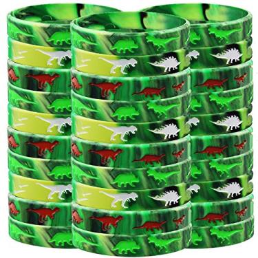 Imagem de Pacote com 30 pulseiras de silicone para dinossauros da COOTUR, pulseiras de dinossauros, itens de festa em estilo Jurássico, tema dinossauros, festas, aniversários, lembranças, presentes, lembranças, sacos de presente, 3 cores