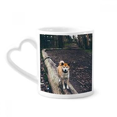 Imagem de Caneca com imagem de animal de estimação de cachorro japonês caneca de café cerâmica copo de coração de vidro