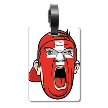 Imagem de Bandeira da Suíça para maquiagem facial boné grito bolsa etiqueta bagagem cartão pendurado etiqueta, Multicolorido.