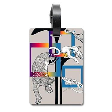 Imagem de Etiqueta de bagagem com estampa de animal leopardo lagarto cobra etiqueta de bagagem cartão pendurado etiqueta, Multicolorido.