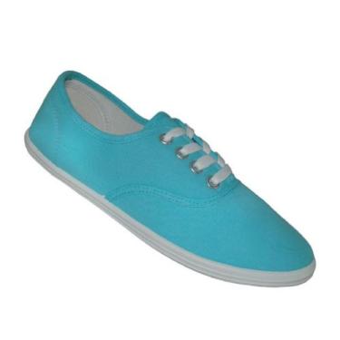 Imagem de Tênis de lona feminino Shoes 18 com cadarço 18 cores disponíveis, Azule 324, 10