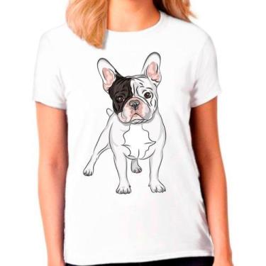 Imagem de Camiseta Buldog Francês Cachorro Pet Dog Branca Feminina04 - Design Ca