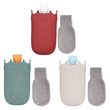 Imagem de Garrafa de água quente com capa de malha para compressa quente e fria, aquecedor de mãos e pés, ideal para cólicas menstruais, alívio de dores no pescoço e ombros(Grey)