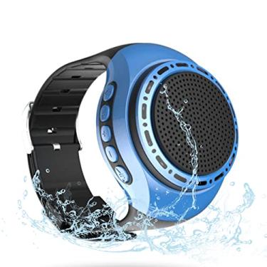 Imagem de Relógio com alto-falante Bluetooth portátil de pulso à prova d'água sem fio, com rádio FM multifuncional, reprodutor de MP3, selfie, tempo de espera ultra longo para corrida, caminhada, equitação (azul)
