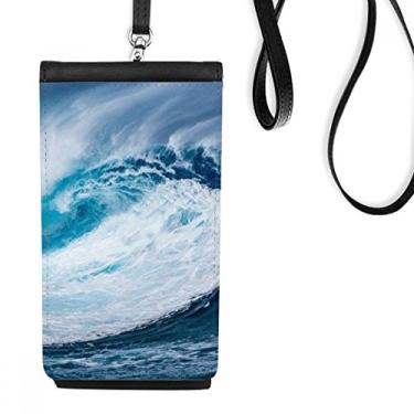 Imagem de White Wave Sea Water Science Nature Picture bolsa de celular para pendurar bolso preto