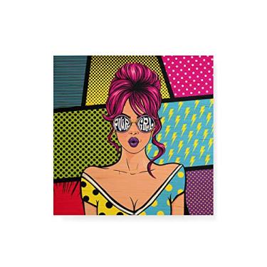 Imagem de Arte Maníacos Quadro Decorativo em Madeira PWR GRL Pop Art - 30x30cm