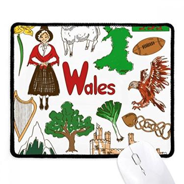 Imagem de Wales Landscap Mousepad com bandeira nacional do Reino Unido borda costurada tapete de borracha para jogos