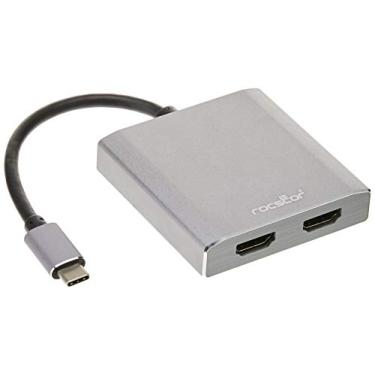 Imagem de Rocstor Adaptador multi-monitor Y10A203-A1 Premium USB-C para HDMI duplo - 4K 30Hz - USB tipo C 2 portas MST Hub - para Mac e Windows - resoluções 4Kx2K até 3840x2160 @ 30Hz, alumínio cinza carvão