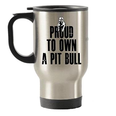 Imagem de Proud to own a Pit Bull Caneca de aço inoxidável para viagem com isolamento térmico