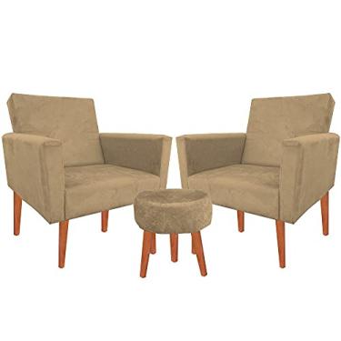 Imagem de Kit 02 Poltrona Decorativa Nina + Puff Capuccino