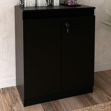 Imagem de Armário Para Escritório Baixo 2 Portas Com Chave Me4149 Preto - Tecno Mobili