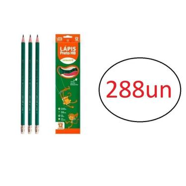 Imagem de Kit C/288Un Lápis Preto Grafite Hb Com Borracha Na Ponta
