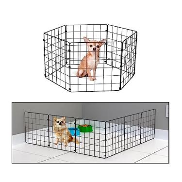 Imagem de Cercadinho Pet Dobravel Móvel Articulado Cachorro Pequeno Porte Gato 6 Telas 30cm Preto