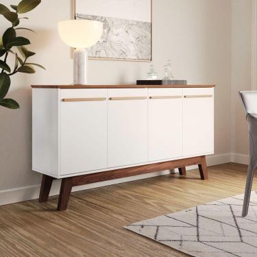 Imagem de Buffet Aparador Atta Quatro Portas Com Pés De Madeira - Branco