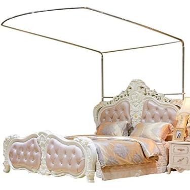 Imagem de Moldura De Rede Mosquiteira, Suporte De Dossel De Cama De Aço Inoxidável Atualizado, Acessórios De Decoração De Quarto Completos Se Encaixa Perfeitamente No Seu Colchão Fácil Montagem DIY,Alumínio
