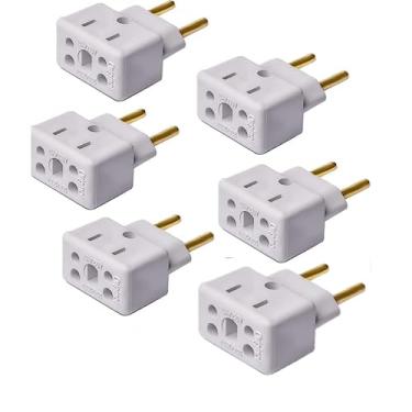 Imagem de Kit 6 Adaptadores Tomadas Bob Esponja Benjamin 10A 20A Plug Pino Grosso 250v Plugue T Bivolt