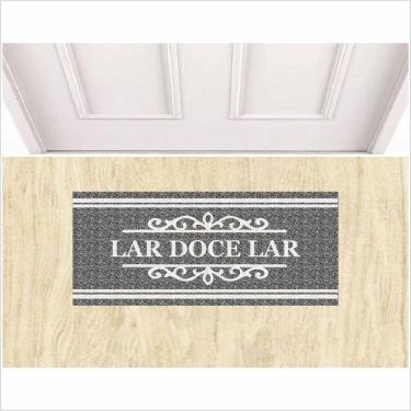 Imagem de Tapete Lar Doce Lar Medida Porta Fundo Cinza