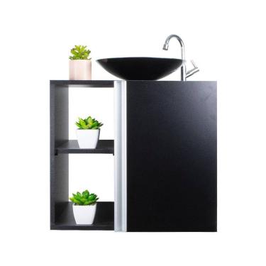 Imagem de Conjunto Armário para banheiro Preto e Cuba Harpia