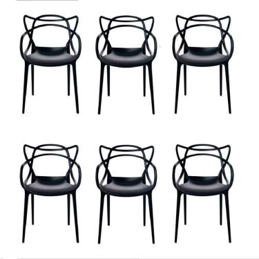 Imagem de Conjunto Com 6 Cadeiras Allegra Preta Polipropileno