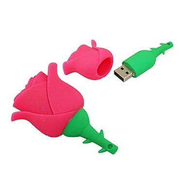 Imagem de Flash Drives USB em forma de rosa de 128 GB, pen drive de memória, pen drives USB Flash Disk Thumb Drive U Disk USB (rosa)