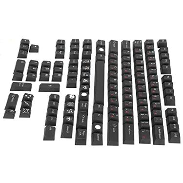Imagem de ASHATA Teclas, 128 teclas japonesas PBT ergonômicas, não desbotam, personalidade, teclados mecânicos para jogos, teclados para teclado mecânico - preto (Preto)