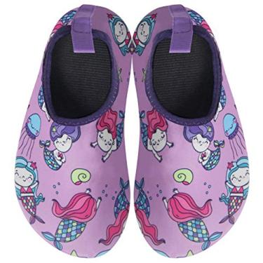 Imagem de BomKinta Sapatos aquáticos infantis meninos meninas descalço secagem rápida meias aquáticas antiderrapantes para praia piscina, Sereia, 0-6 Meses