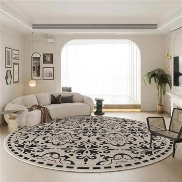 Imagem de Estilo retro sala de estar tapete luz redonda tapetes domésticos lavável limpeable quarto grande área, d, 300x300cm