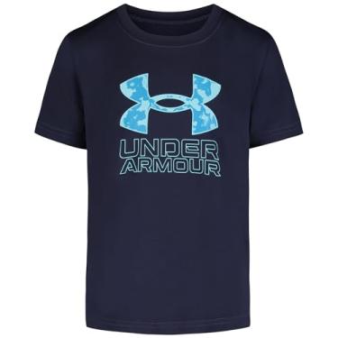 Imagem de Under Armour Camiseta masculina clássica com logotipo, estampa de marca de palavras e designs de beisebol, gola redonda, Geodo azul-marinho da meia-noite, 4