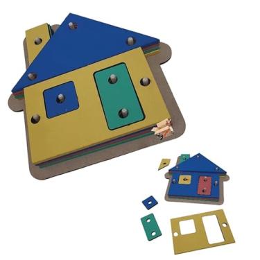Imagem de Brinquedo Pedagógico Educativo Em Madeira Casa De Encaixe Formas Premium