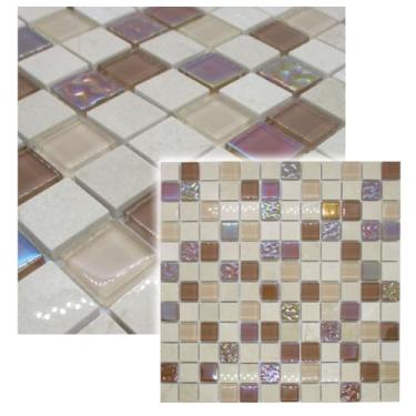 Imagem de Pastilha De Vidro Cristal Piscina Cozinha Banheiro Saunas Resvestimento Decora��o Pedra Vidro Craquelado CORAL 30x30cm La Bella Griffe