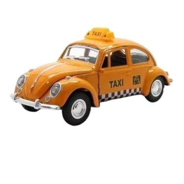 Imagem de Power Toys TECH - Miniatura Fuscão Fusquinha Taxi: Carrinho de Ferro com Portas que Abrem e Pneus de Borracha 1:32