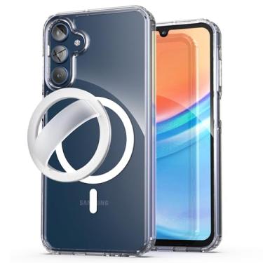 Imagem de ENCASED Capa 2 em 1 MAG para Samsung Galaxy A15 5G com alça de anel compatível com MagSafe, capa magnética com suporte de telefone de silicone (transparente)
