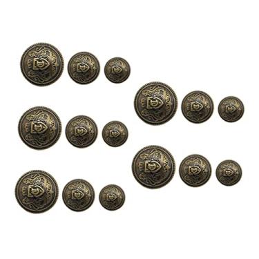 Imagem de Operitacx 90 Peças botões de metal botões de roupa botões de costura decoração retrô terno de metal jeans botões metálicos botão de costura de moda estilo britânico abotoaduras Liga de Zinco