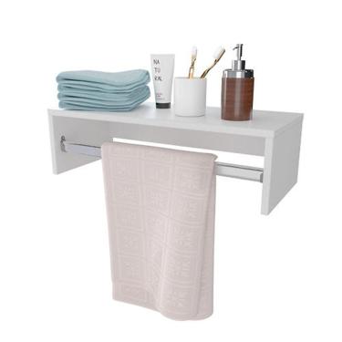 Imagem de Cabideiro Mdf Com Tubo De Aluminio Branca  590X250x135mm Br Dicarlo - 1184Fpa010001