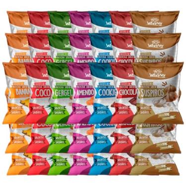 Imagem de Kit 35 WheyViv Biscoito de Proteina - Sabores: Suspiros, Chocolate, Cookies, Amendoim, Gergelim, Coco e Banana com Canela