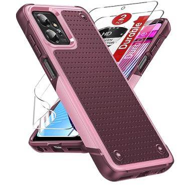 Imagem de LeYi Capa para Moto G-Power-5G 2023 (XT2311): Capa para celular Moto G Power com protetores de tela HD, parte traseira de PC protetora de camada dupla e capa macia resistente à absorção de choque para Motorola G Power 2023, rosa vermelho