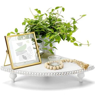 Imagem de Prateleira de canto de madeira, suporte rústico, pedestal, decoração de balcão de cozinha, prateleira de canto de banheiro, suporte de casa de fazenda, com pernas destacáveis, organizador de banheiro