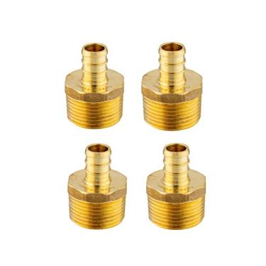 Imagem de (Pacote com 4) Adaptador macho NPT de latão EFIELD Pex 1/2 polegada x 3/4 polegada (sem chumbo)