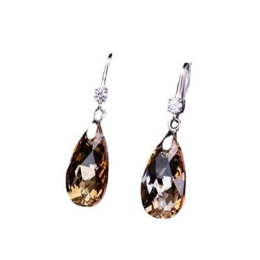 Imagem de Brincos pendentes de cristal austríaco cintilante aurora boreale gota glitter contas facetadas brincos threader cubo bar festa baile discoteca joias, Cobre, Sem pedra preciosa