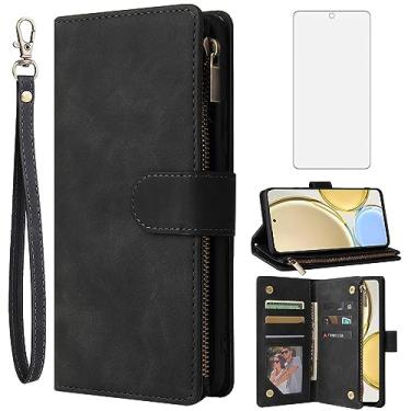 Imagem de Asuwish Capa carteira compatível com Huawei Honor Magic 4 Lite/X30/X9 5G/4G e protetor de tela de vidro temperado, capa flip de couro, porta-cartões, acessórios de celular, capas de telefone para