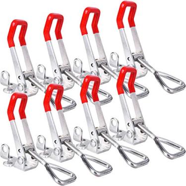 Imagem de Pacote com 8 braçadeiras ajustáveis para fecho, 300 kg, capacidade de segurar, trava, trava GH-4003, trava de puxar de liberação rápida, trinco preto de metal para porta, porta-malas, tampa de defumador, gabarito