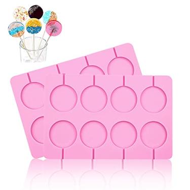 Imagem de HYCSC Moldes de silicone para pirulitos, 8 capacidades grandes, redondos, rosa