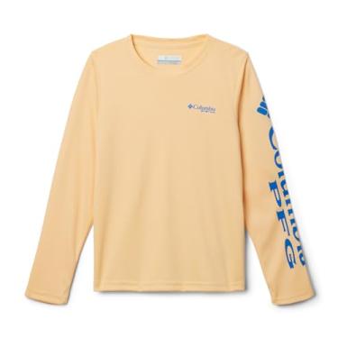 Imagem de Columbia Camiseta infantil de manga comprida para meninos terminal, manteiga de cacau/logotipo azul vívido, 4T