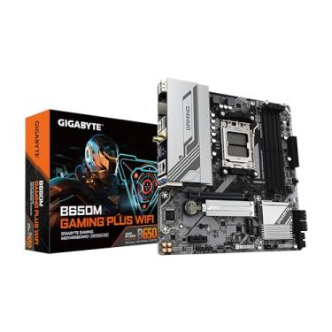 Imagem de GIGABYTE B650M Gaming Plus WiFi AM5 LGA 1718 AMD B650 M-ATX, DDR5, PCIe 4.0 M.2, PCIe 4.0, USB 3.2 Gen 1 Type-C, Wi-Fi 6E, LAN 2.5GbE