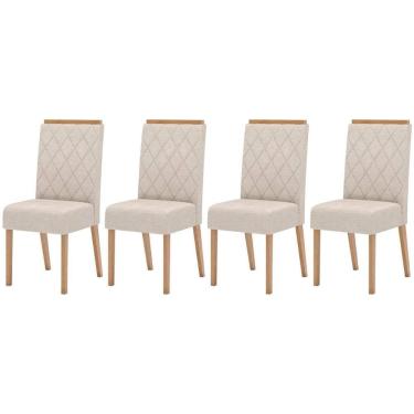 Imagem de Cadeira Sala de Jantar Nina Kit 4 Un Nature/Veludo Light Linho - Henn