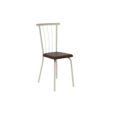 Imagem de Kit 2 Cadeiras Sala Jantar 154 2 Un Prata - Assento Courano Cacau - Carraro