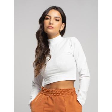 Imagem de Cropped Canelado Manga Longa Gola Alta Blusa Feminina-Feminino