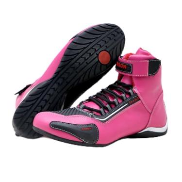 Imagem de Tenis Motociclista Cano alto Couro forro tex espumado 311AATR (Pink-Preto, BR, Adulto, Numérico, 38)